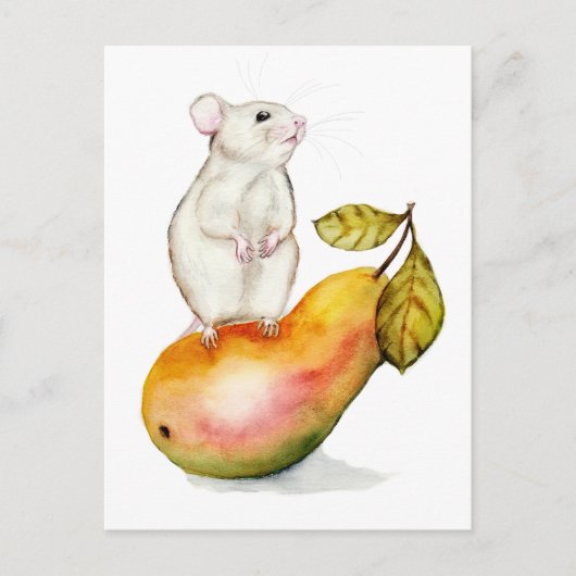 Bevallige Muis op een Peer Briefkaart (Voorkant)