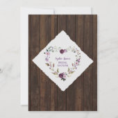 Bevallige paarse roze bloem houten schuur bruidsdo kaart (Achterkant)