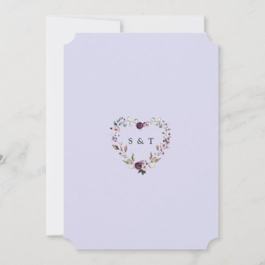 Bevallige Paarse Roze Pioen Bloemen Bruiloft  Kaart (Achterkant)