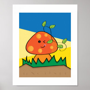Bevallige Paddenstoel Illustratie Botanische Kun Poster
