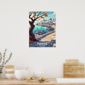 Bevallige Paros Griekenland haven scène Poster (Keuken)