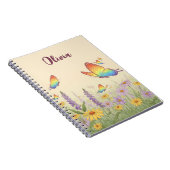 Bevallige Pastel Vlinderweide Notitieboek (Rechterzijde)