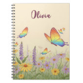 Bevallige Pastel Vlinderweide Notitieboek (Voorkant)