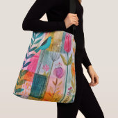 Bevallige Patchwork Blauwe Vogelweide Crossbody Tas (Dichtbij)