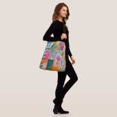 Bevallige Patchwork Blauwe Vogelweide Crossbody Tas (Op model)