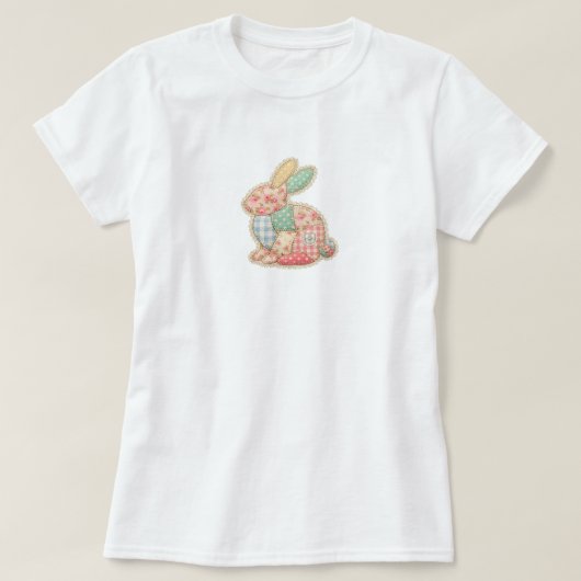 Bevallige Patchwork Konijn Illustratie T-shirt (Design voorkant)