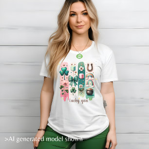 Bevallige penseelstreken Op maat groene en roze da T-shirt