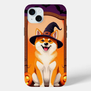 Bevallige Pompoen Puppy Stemming 🎃🐾 Gezellige Ha iPhone 15 Mini Hoesje