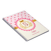 Bevallige Prinses Monogram Harten Notitieboek (Rechterzijde)