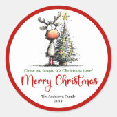 Bevallige rendier grappige whimische Kerst sticker (Voorkant)