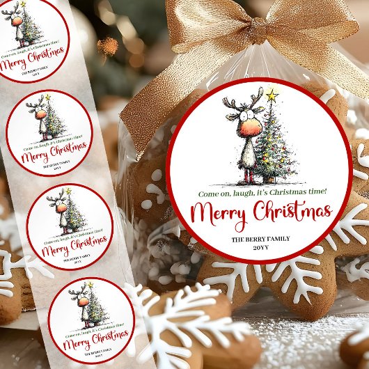 Bevallige rendier grappige whimische Kerst sticker