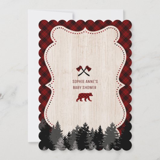 Bevallige rode Buffalo geruite baby shower Kaart (Achterkant)