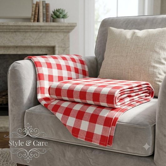 Bevallige rode gingham ruitpatroon fleece deken