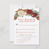 Bevallige Rode Rustieke Rozen Bloemige RSVP  (Achterkant)