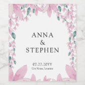 Bevallige Roze Blauweregen Wijn Etiket (Enkel label)