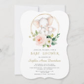 Bevallige Roze Bloemige Olifant Baby Shower Kaart (Voorkant)