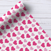 Bevallige Roze Harten op Witte Inpakpapier