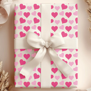 Bevallige Roze Harten op Witte Inpakpapier