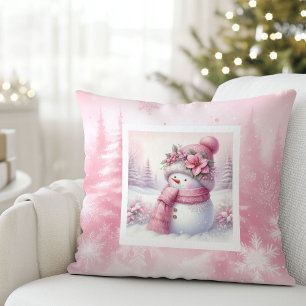 Bevallige Roze Kerst Winter Bos Kinderen Vakantie Kussen