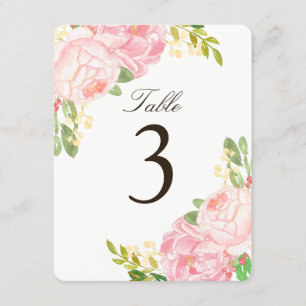 Bevallige Roze Pioen Tafel Nummer Kaarten