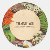 Bevallige Rustieke Bos Natuur Geïnspireerde Dankje Ronde Sticker (Voorkant)