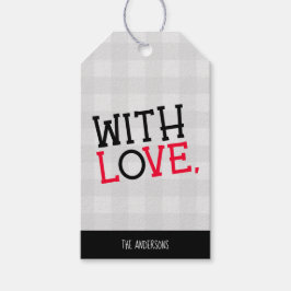 Bevallige Rustieke Lichtgrijze Buffalo Plaid Met L Cadeaulabel
