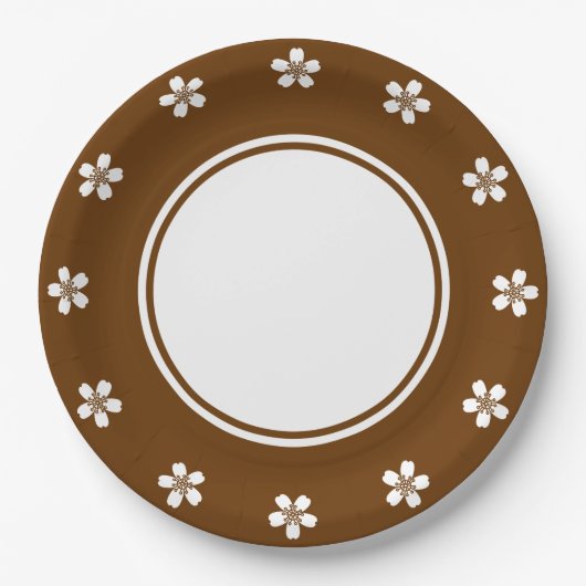 Bevallige Sakura in Chocolade Papieren Bord (Voorkant)