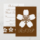 Bevallige Sakura in Chocolade RSVP Kaart (Voorkant / Achterkant)
