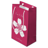 Bevallige Sakura in frambozen cadeautas (Achterkant Gekanteld)
