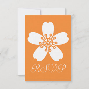 Bevallige Sakura in Oranje RSVP Kaart