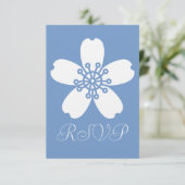 Bevallige Sakura in Periwinkle RSVP Kaart (Staand voorkant)