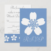 Bevallige Sakura in Periwinkle RSVP Kaart (Voorkant / Achterkant)
