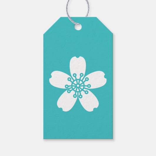 Bevallige Sakura in Turquoise Cadeaubijslage Cadeaulabel (Voorkant)