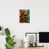 Bevallige Schildpad – Cubistische Mopperkont Schom Poster (Thuiskantoor)