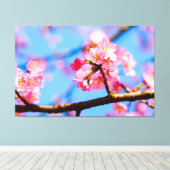 Bevallige schoonheid van kersenbloesems in de lent canvas afdruk (Insitu (Houten vloer))