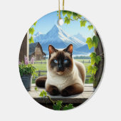 Bevallige Siamese Kat Aandenken Keramisch Ornament (Links)
