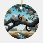 Bevallige Siamese Kat Aandenken Keramisch Ornament (Voorkant)