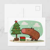 Bevallige speelse kerstcapybara tekening briefkaart (Voorkant / Achterkant)