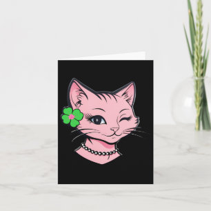 Bevallige St. Patrick's Day Knipogende Kat Met Kla Kaart