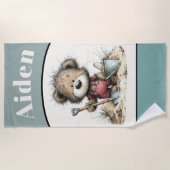 Bevallige stranddag teddybeer handdoek ontwerp voo (Voorkant)