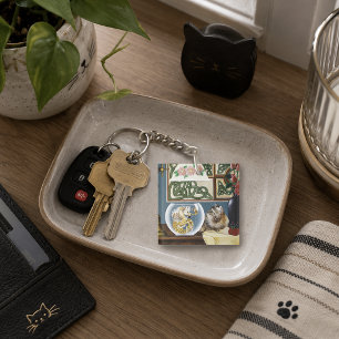 Bevallige Tabby Kat Zeepaard Fantasie Sleutelhanger