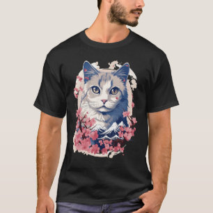 Bevallige Tokyo Kat onder Japanse Kersenbloesem T-shirt