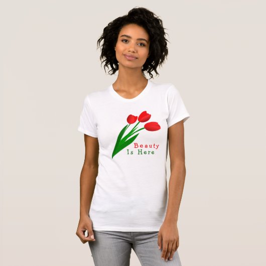 Bevallige Tulp Bloesem Lente Witte Crop Top (Voorkant volledig)