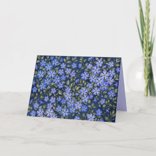 Bevallige verspreide maagdenpalm bloemen diepblauw bedankkaart