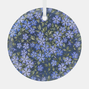 Bevallige verspreide Maagdenpalm Bloemen Diepblauw Glas Ornament