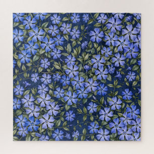 Bevallige verspreide maagdenpalm bloemen diepblauw legpuzzel
