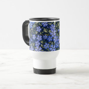 Bevallige verspreide maagdenpalm bloemen diepblauw reisbeker