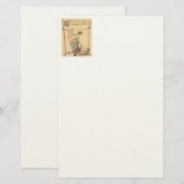 Bevallige Vintage Dame Briefpapier (Voorkant / Achterkant)
