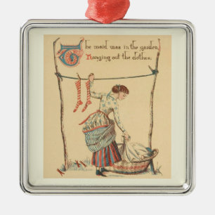 Bevallige Vintage Dame Metalen Ornament