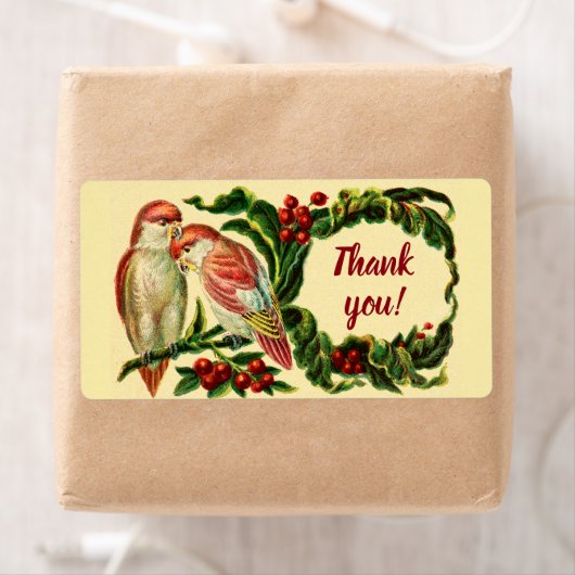 Bevallige Vintage Liefdesvogels Bedankt Sticker (Insitu)